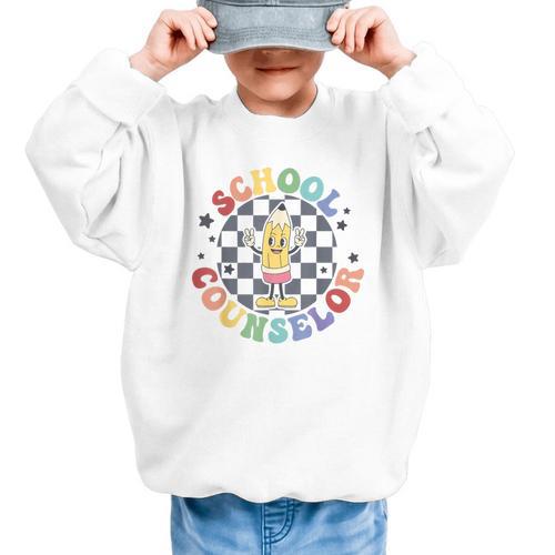 Retro Pencil School Counselor Back To School For Counselor Graphic Kid Sweatshirt - Savourry