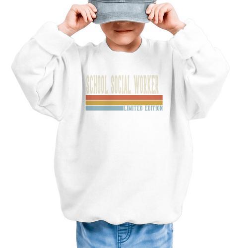 School Social Worker Week Retro Vintage Back To School Day Premium Tri-Blend Graphic Kid Sweatshirt - Savourry