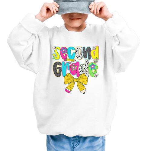 Second Grade Coquette Bow First Day Of School Back To School Performance Graphic Kid Sweatshirt - Savourry