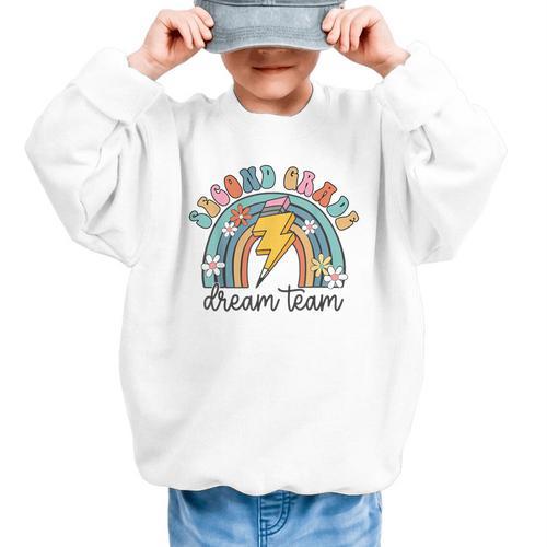 Second Grade Dream Team 1st Day Of 2nd Grade Back To School Graphic Kid Sweatshirt - Savourry