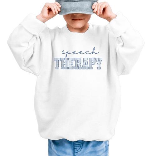 Speech Therapy Gingham SLP Therapist Summer Back To School Graphic Kid Sweatshirt - Savourry