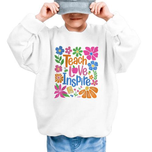Teach Love Inspire Back To School Graphic Kid Sweatshirt - Savourry