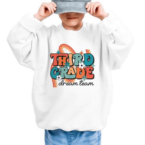 Third Grade Dream Team 1st Day Of 3rd Grade Back To School Graphic Kid Sweatshirt - Savourry