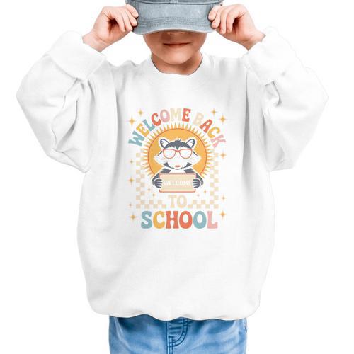 Welcome Back To School Raccoon First Day Of School Checkered Premium Tri-Blend Graphic Kid Sweatshirt - Savourry