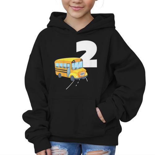 2nd Birthday School Bus Kids Back To School Themes Party Graphic Kid Hoodie - Savourry