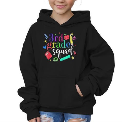 3rd Grade Squad Back To School Team Third Grade Graphic Kid Hoodie - Savourry