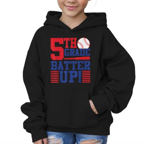 5th Grade Batter Up Back To School Fifth Grade Baseball Boys Graphic Kid Hoodie - Savourry