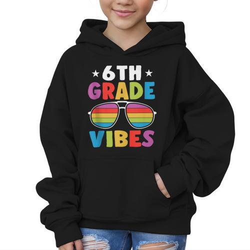 6th Grade Back To School Sunglasses Vibes Retro First Day Graphic Kid Hoodie - Savourry