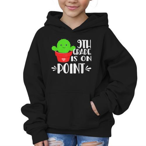 9th Grade Is On Point Cactus Back To School Graphic Kid Hoodie - Savourry