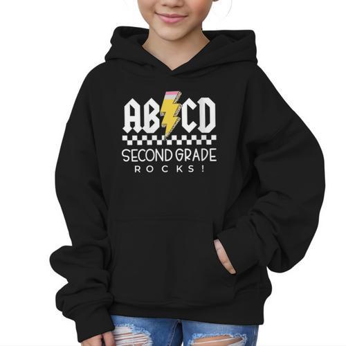 ABCD Second Grade Rocks First Day Of School Back To School Graphic Kid Hoodie - Savourry