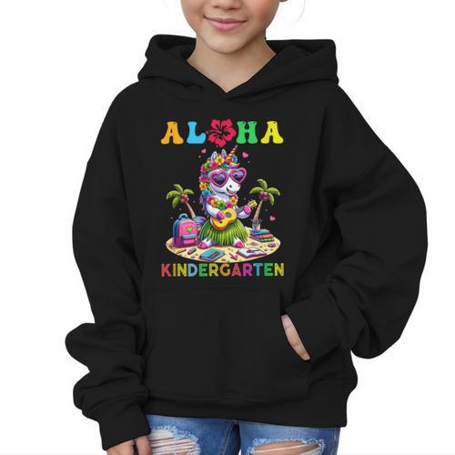Aloha Kindergarten Unicorn Hawaii Back To School Kids Girl Graphic Kid Hoodie - Savourry