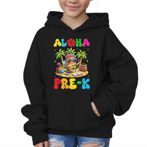 Aloha Pre-K Pineapple Hawaii Back To School Kids Girls Graphic Kid Hoodie - Savourry