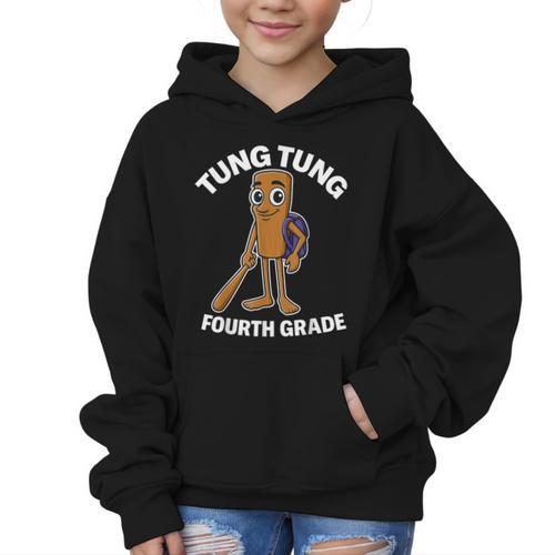 Back To School 4th Grade Italian Brainrot Tung Tung Sahur Graphic Kid Hoodie - Savourry