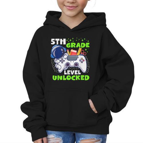 Back To School 5th Grade Level Unlocked Gamer Boys Kids Graphic Kid Hoodie - Savourry