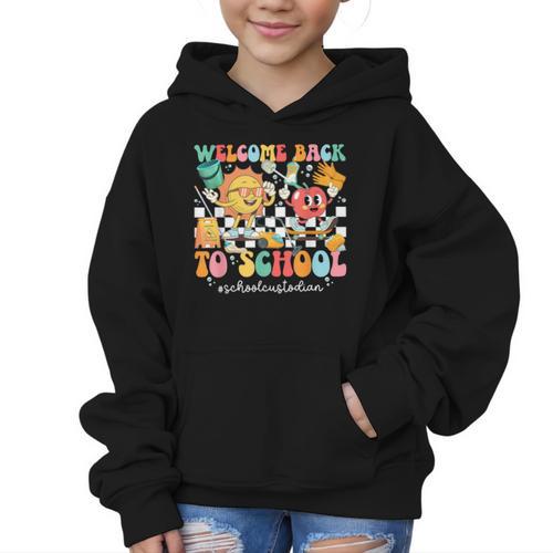Back To School Custodian First Day Of School Custodian Graphic Kid Hoodie - Savourry