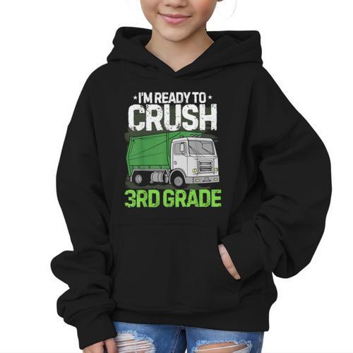 Back To School First Day Of 3rd Grade Garbage Truck Boys Graphic Kid Hoodie - Savourry