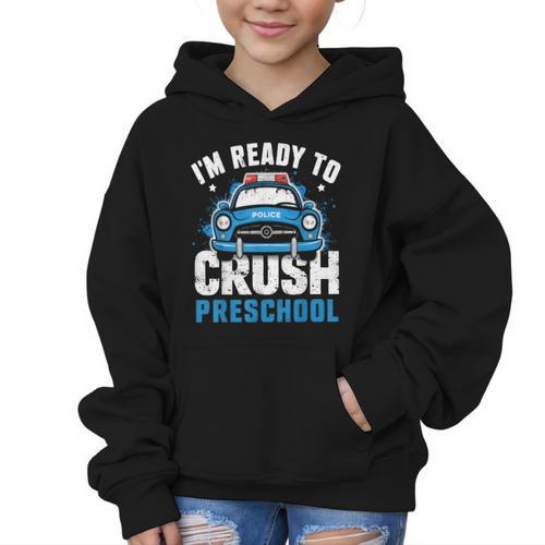 Back To School First Day Of Preschool Police Car Boys Graphic Kid Hoodie - Savourry