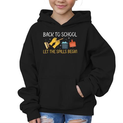 Back To School Let The Spills Begin School Custodian Graphic Kid Hoodie - Savourry