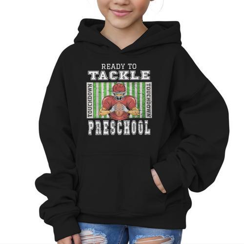 Back To School Ready To Tackle Preschool Football Theme Graphic Kid Hoodie - Savourry