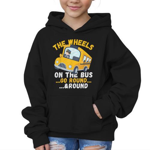 Back To School The Wheels On The Bus Go Round And Round Kids Graphic Kid Hoodie - Savourry