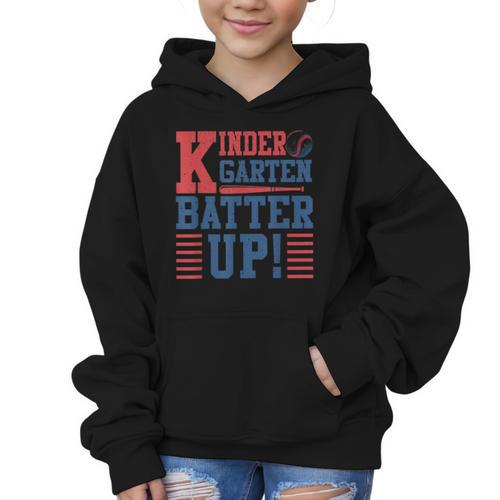 Baseball Kindergarten Back To School Kindergarten Batter Up Graphic Kid Hoodie - Savourry