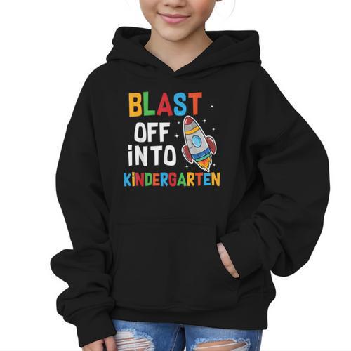 Blast Off Into Kindergarten Back To School Rocket Graphic Kid Hoodie - Savourry