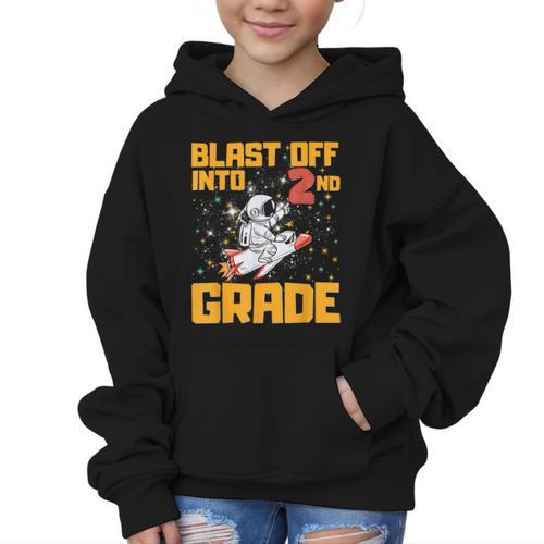 Blast Off Into Second Grade Back To School 2nd Graders Graphic Kid Hoodie - Savourry