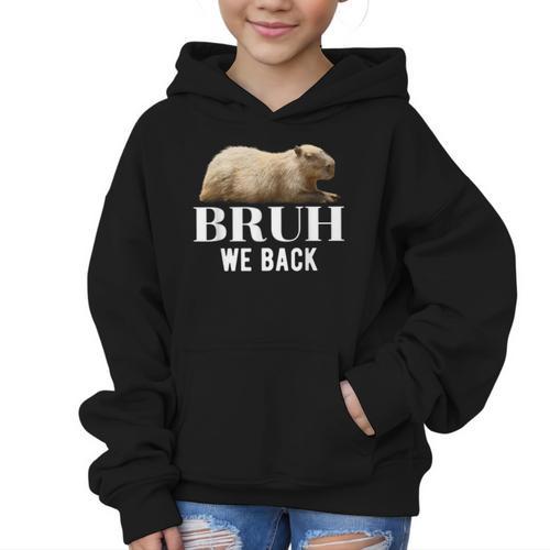 Bruh We Back To School Capybara First Day Of School Graphic Kid Hoodie - Savourry