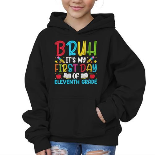 Bruh It's My First Day Of Junior Back To School Graphic Kid Hoodie - Savourry