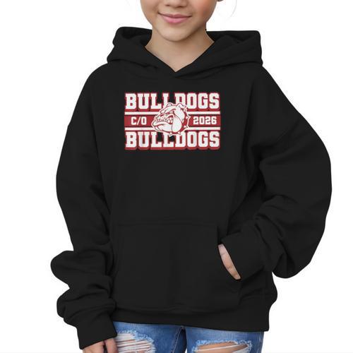 Bulldogs Class Of 2026 Back To School Senior Spirit M Graphic Kid Hoodie - Savourry