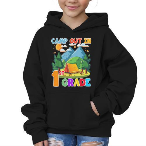 Camp Out In 1st Grade Back To School For Camping Lover Graphic Kid Hoodie - Savourry