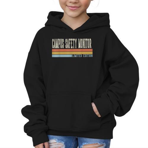 Campus Safety Monitor Week Retro Vintage Back To School Day Graphic Kid Hoodie - Savourry