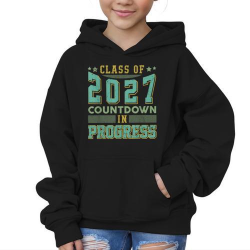 Class Of 2027 Countdown In Progress Fun Back To School Retro Graphic Kid Hoodie - Savourry