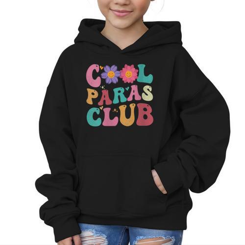 Cool Paras Club Paraprofessional Groovy Back To School Graphic Kid Hoodie - Savourry