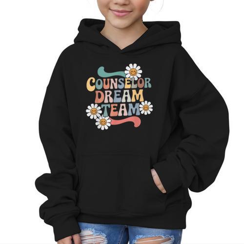 Counselor Dream Team Retro Back To School Counselor Squad Graphic Kid Hoodie - Savourry