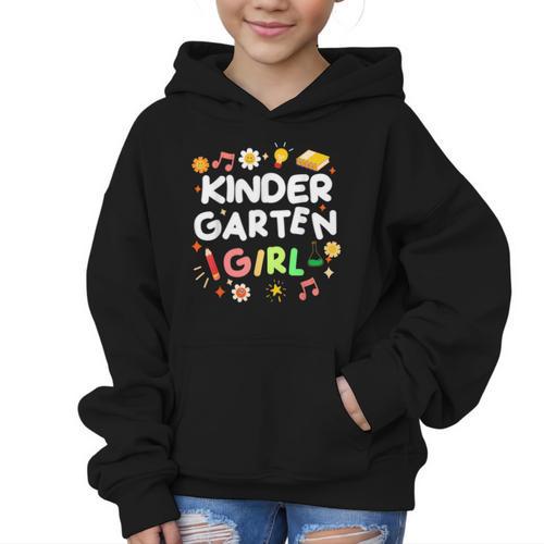 Cute Kindergarten Girl First Day Of School Back To School Graphic Kid Hoodie - Savourry