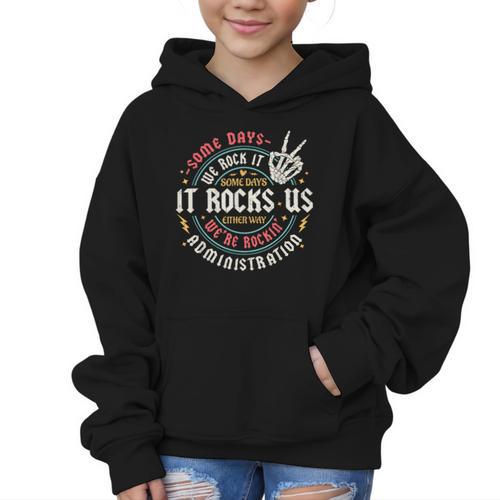 Some Days We Rock It Administration Office Back To School Graphic Kid Hoodie - Savourry