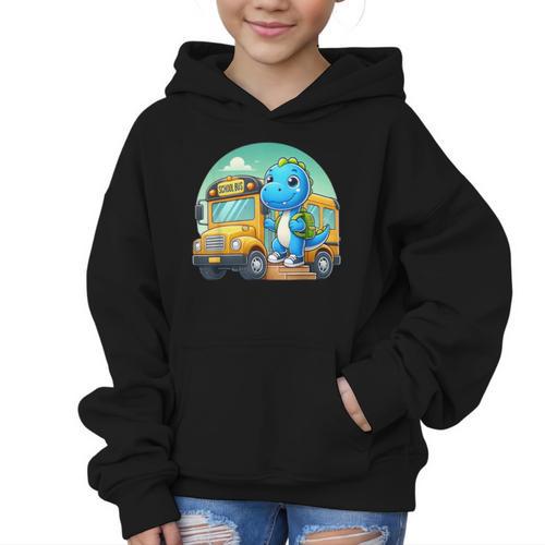 Dinosaur Kids Riding a Bus Back To School Ready To Crush Graphic Kid Hoodie - Savourry