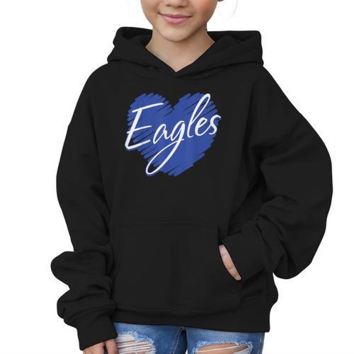 Eagles Heart Back To School Spirit B Graphic Kid Hoodie - Savourry