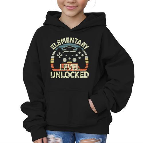 Elementary Level Unlocked Video Game Back To School Boys Graphic Kid Hoodie - Savourry