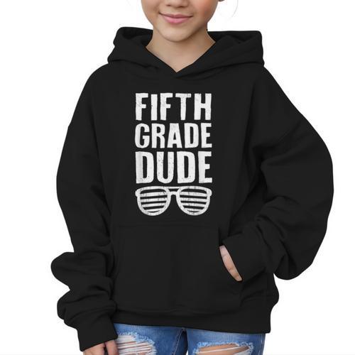 Fifth Grade Dude First Day Back To School Boys Kids Graphic Kid Hoodie - Savourry