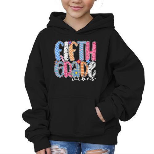 Fifth Grade Vibes 5th Grade Team Retro Back To School Graphic Kid Hoodie - Savourry