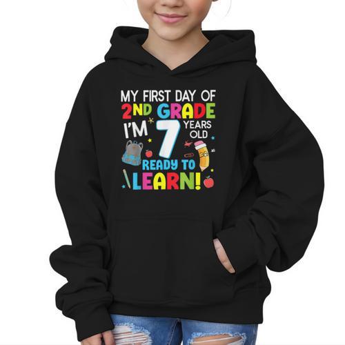 My First Day Of 2nd Grade Back To School 2nd Grade Girls Boy Graphic Kid Hoodie - Savourry