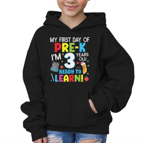 My First Day Of Pre-k Back To School Preschool Girls Boys Graphic Kid Hoodie - Savourry