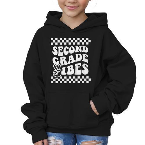 First Day Of Second Grade Vibes Girls Back To School Boys Graphic Kid Hoodie - Savourry