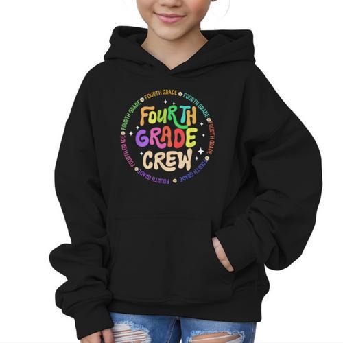 Fourth Grade Crew Back To School 4th Grade Team Graphic Kid Hoodie - Savourry