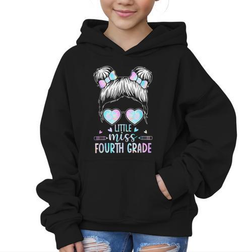 Fourth Grade Little Miss Back To School 4th Grade Little Graphic Kid Hoodie - Savourry