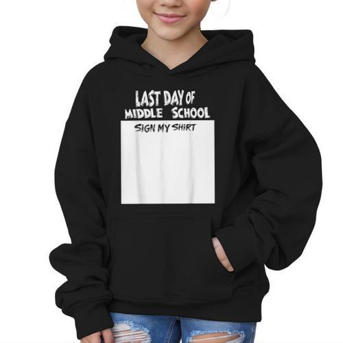 Fun Last Day Of School Sign My Shirt Back To School Cool Graphic Kid Hoodie - Savourry