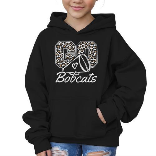 Go Cheer Bobcats High School Spirit Fan Team Back To School Graphic Kid Hoodie - Savourry