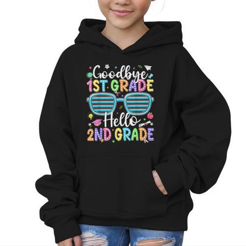 Goodbye 1st Grade Hello 2nd Grade Graduation Back To School Graphic Kid Hoodie - Savourry